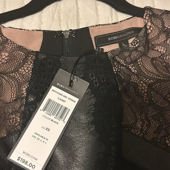 BCBG Black Leather w/Lace Sleeveless Top - Picture 5 of 5